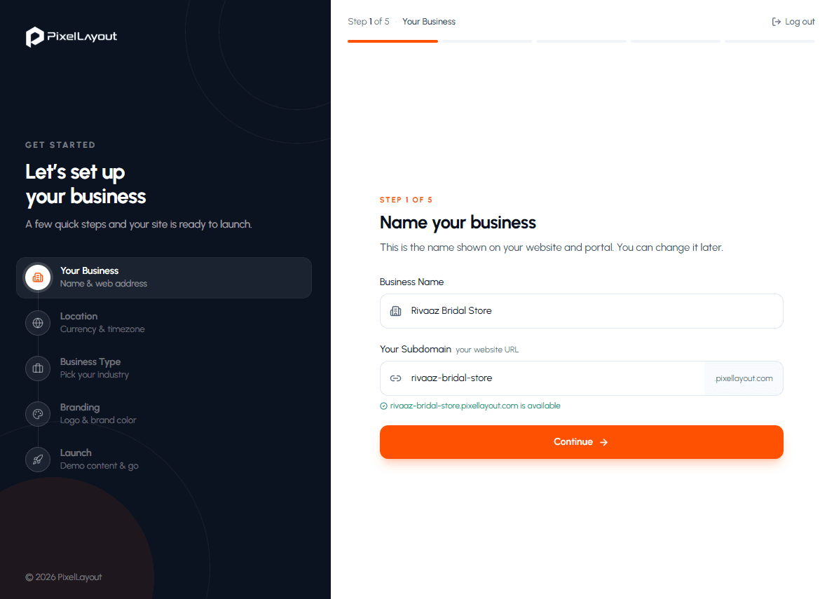 Business details settings